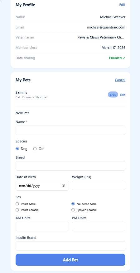 GlycoPet Messaging Center Screenshot